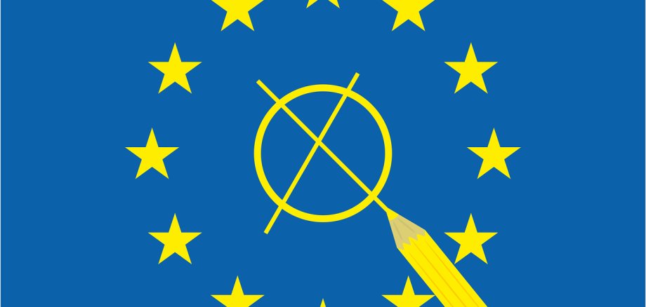 Europaflagge mit Wahlkreuz